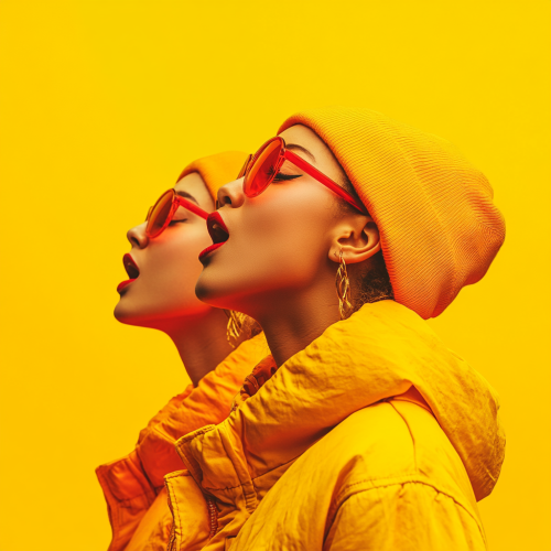 2 female singers dressed in yellow